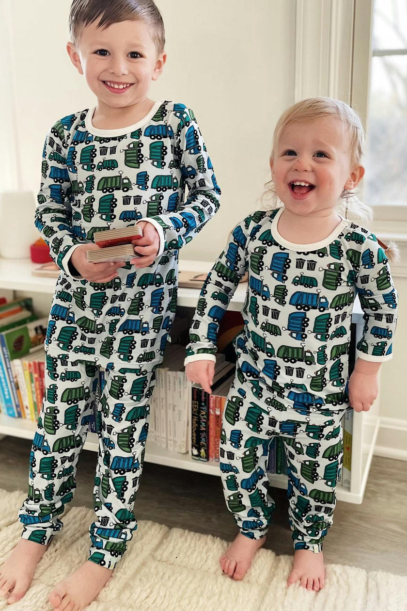 Long Sleeve Pajama Set - Garbage Trucks