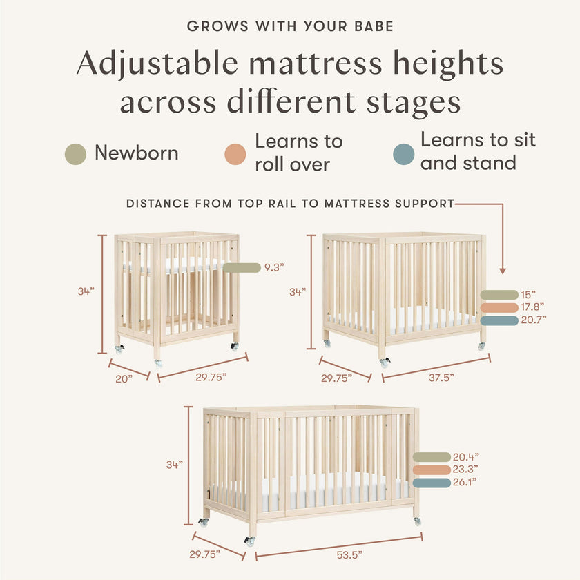 Babyletto Rolli 9-in-1 Convertible All-Stages® Crib with Bassinet & Toddler Bed Conversion Kits