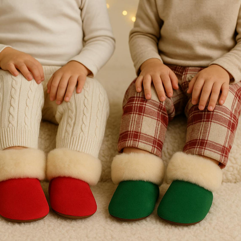 Fur Baby and Kids Booties Slippers, Red