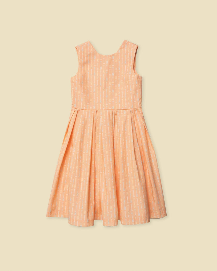 Organic Button Back Dress in Creamsicle Wand