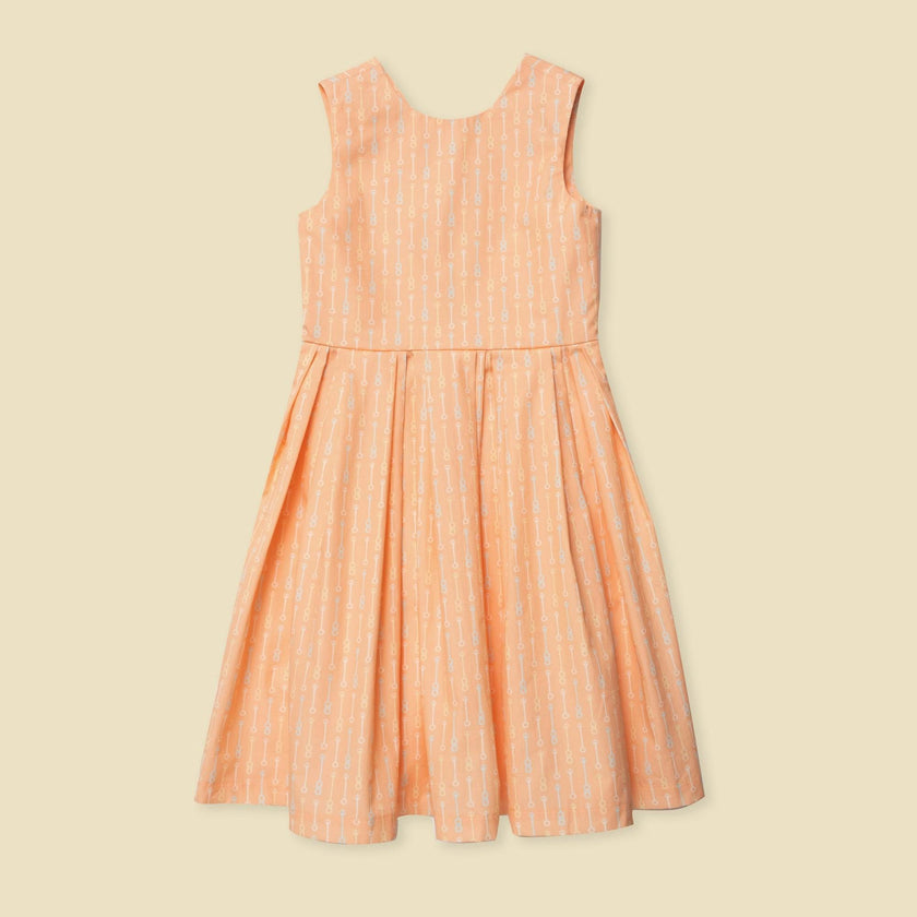 Organic Button Back Dress in Creamsicle Wand