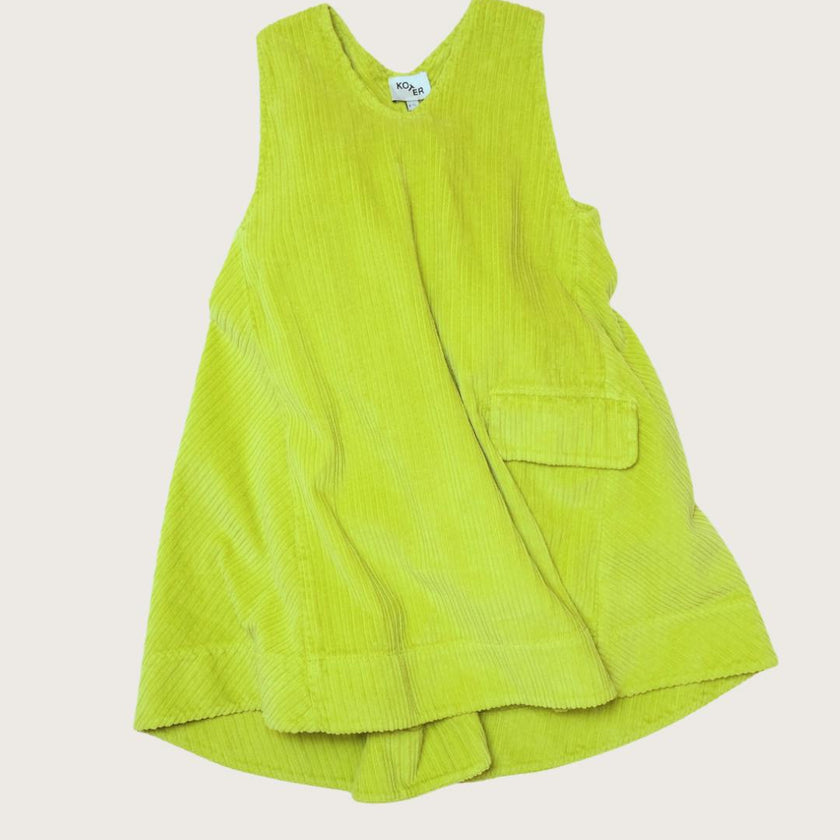 Kids Avery Acid Green Cord Dress
