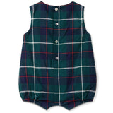 LARANJINHA Evergreen Checked Romper - Navy Blue