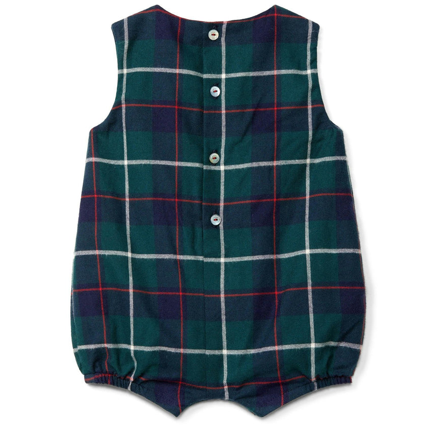 LARANJINHA Evergreen Checked Romper - Navy Blue