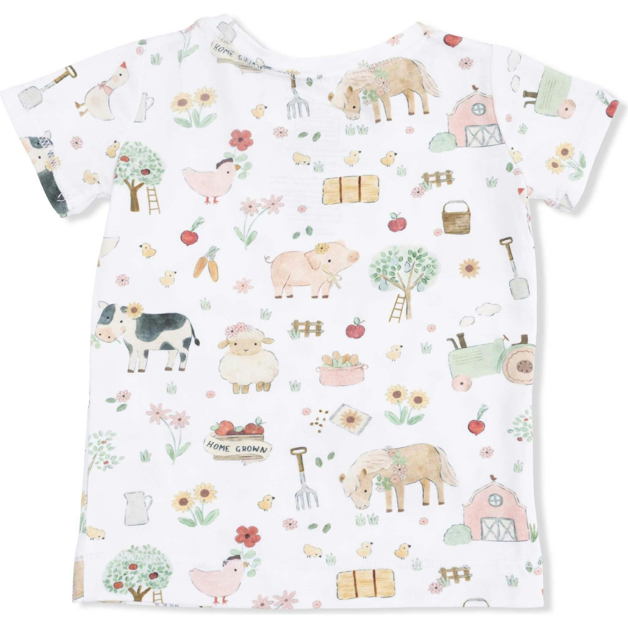 Cute Farm Animals Pink - Short Sleeve Loungewear Set