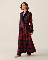 Women's Brushed Twill Velvet Trim Robe in St. James Tartan