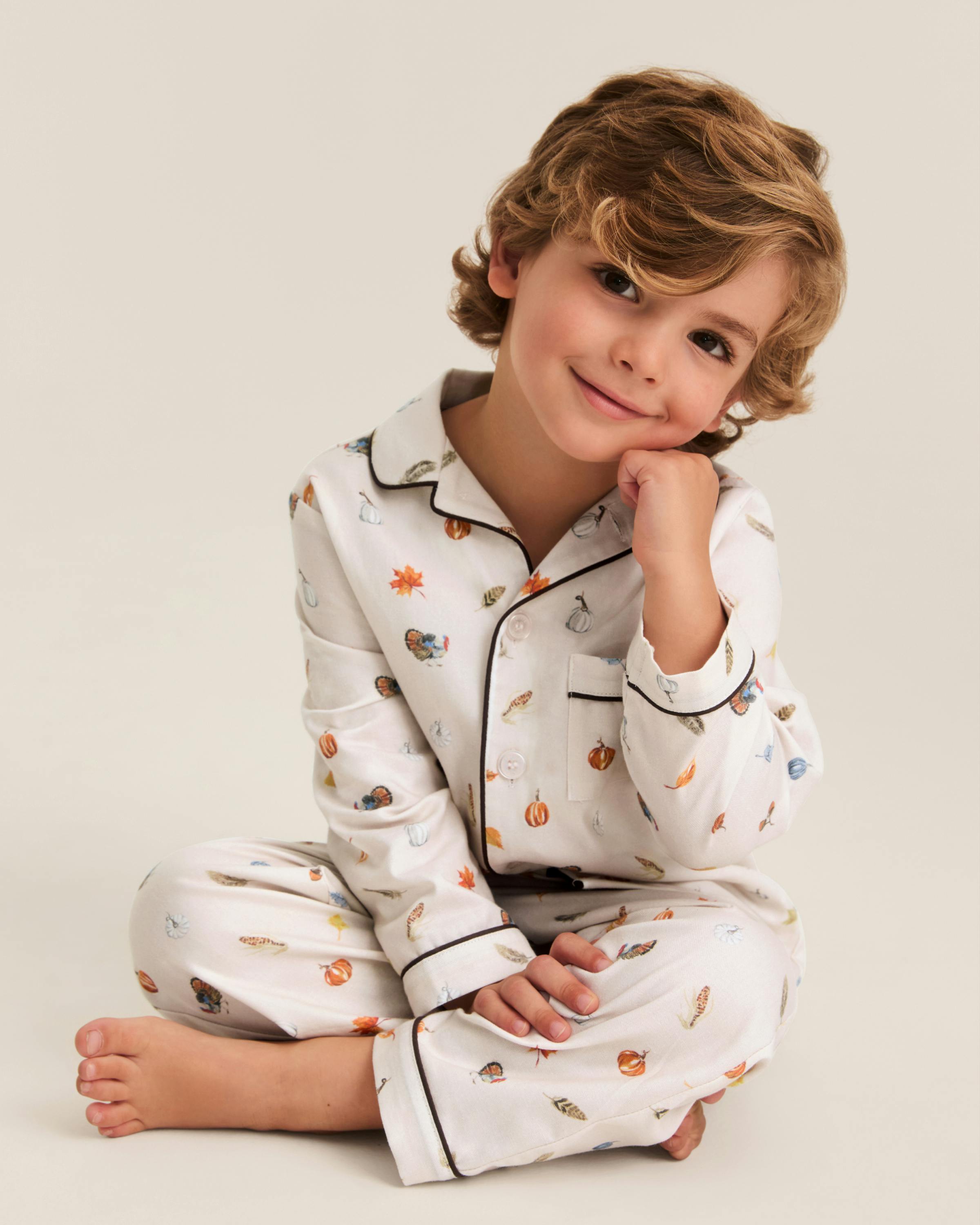 Kid's Twill Pajama Set in Thanksgiving Traditions
