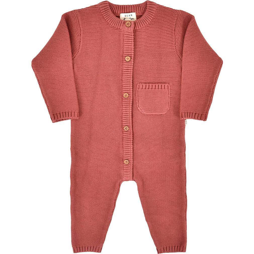 Penelope Garter Stitch Romper in Rosewood