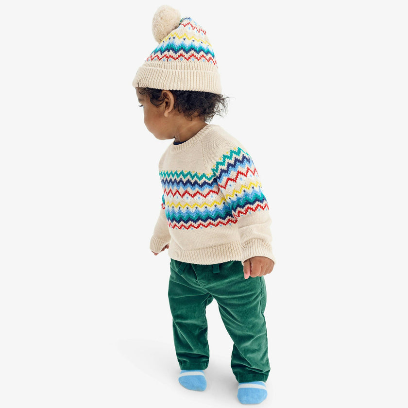Baby knit beanie in rainbow fair isle
