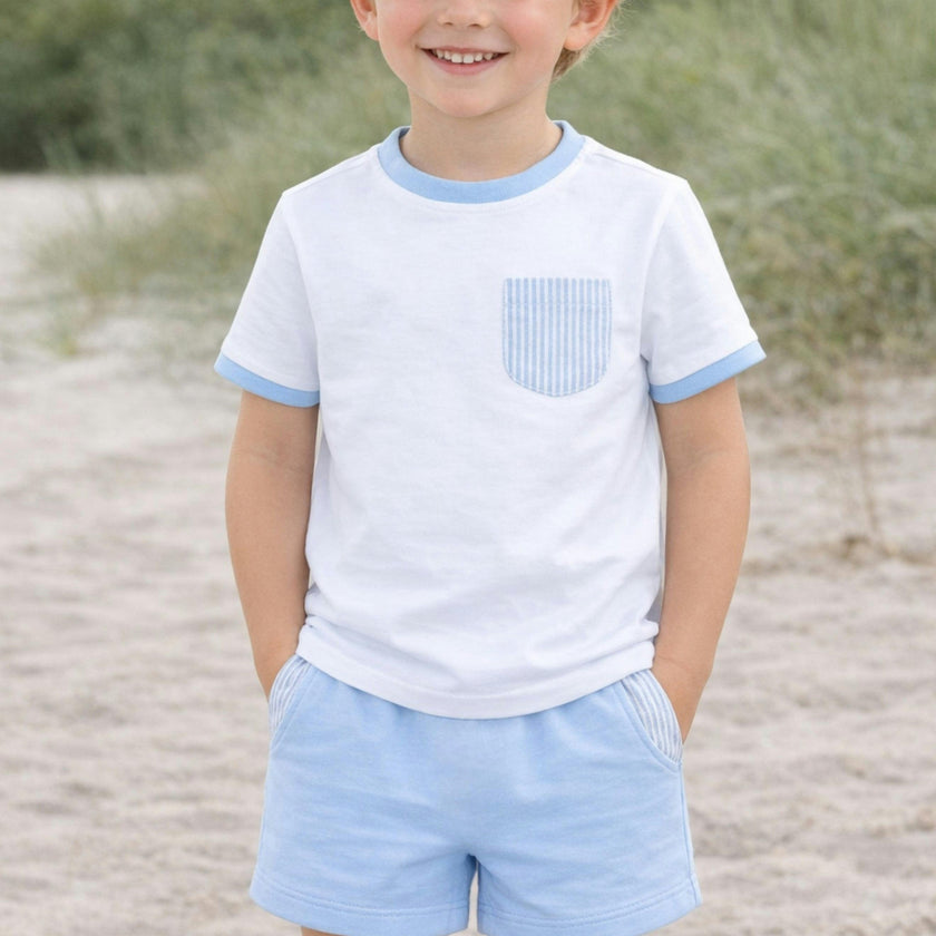 The Seersucker Pocket Short - Blue