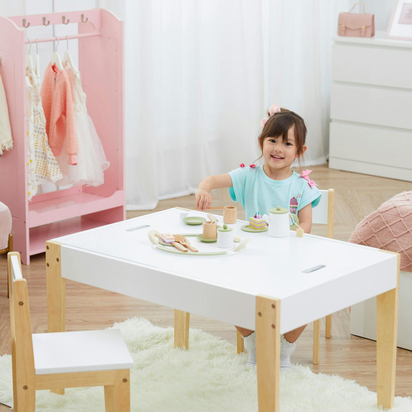 Fantasy Fields By Teamson Kids - Play Table & Chairs 3 Pcs Set With Storage And 2 Way Table Top