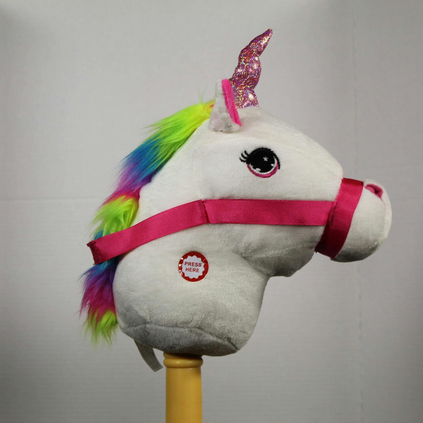 28" White Unicorn Plush Stick w/ Sounds