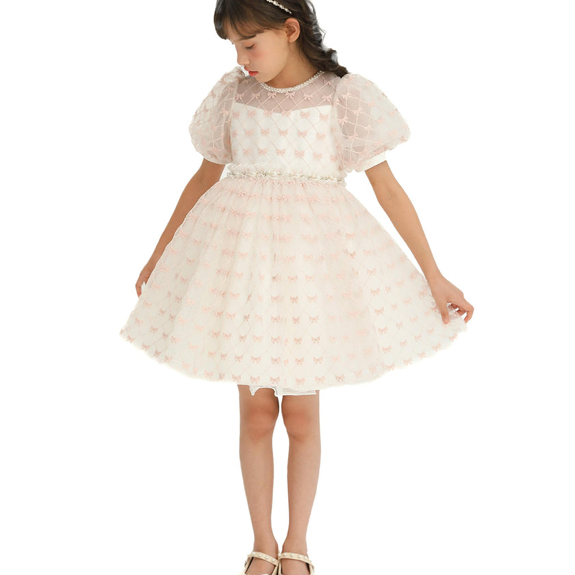 Ivory Pink Accented Tulle Fontana Dress