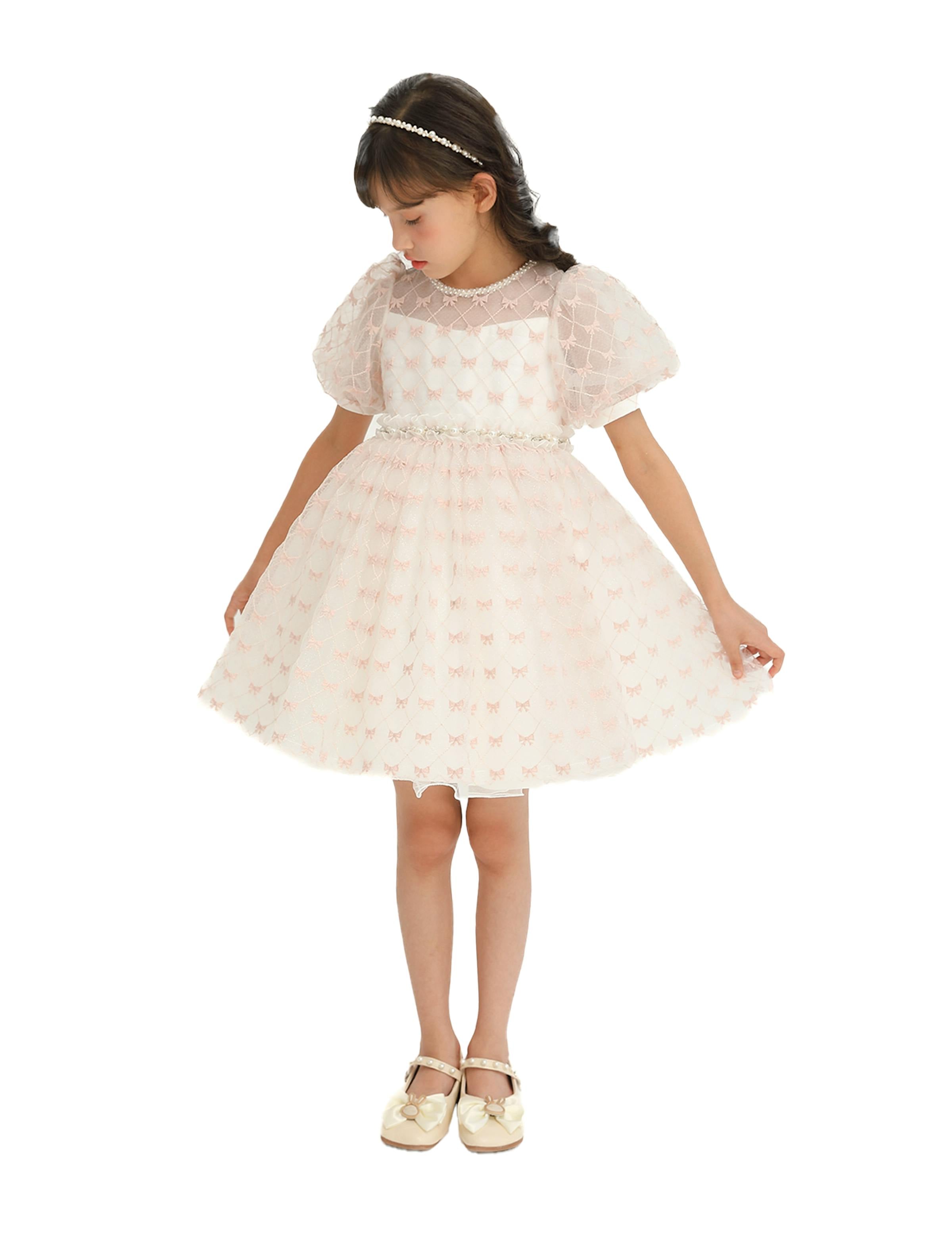 Ivory Pink Accented Tulle Fontana Dress