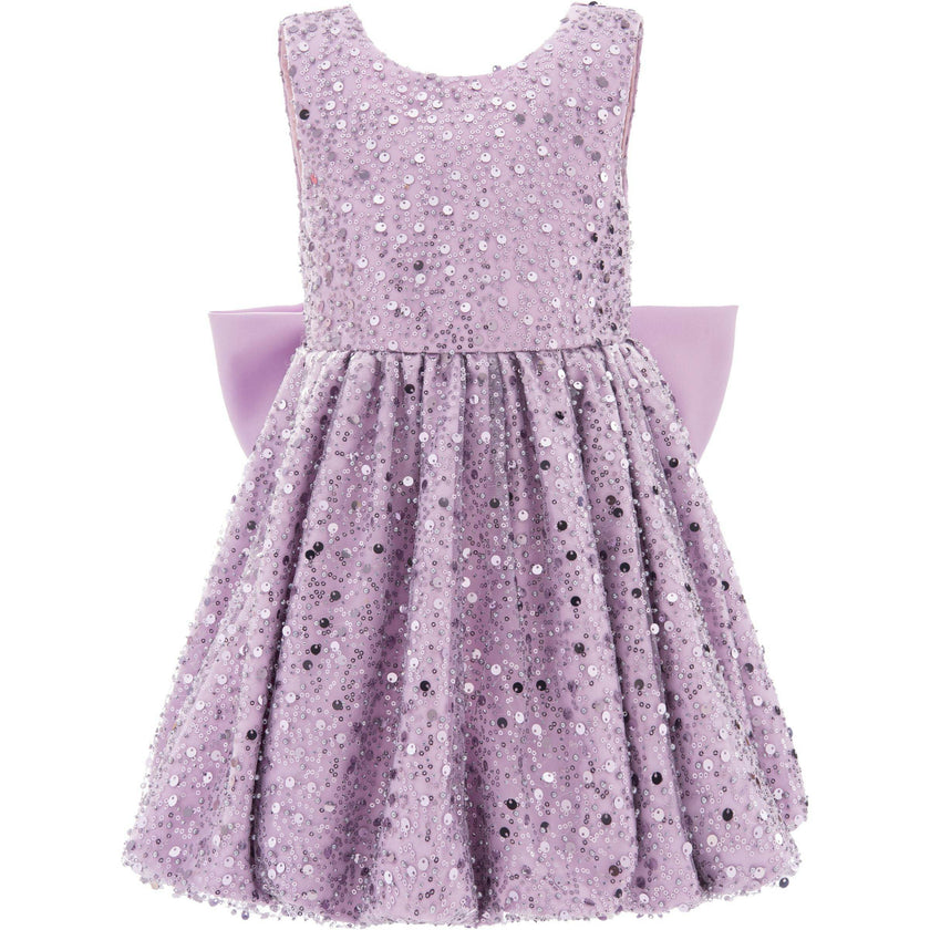 Purple Ainsley Sequin Bow Dress