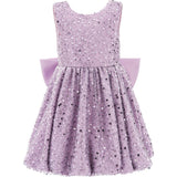 Purple Ainsley Sequin Bow Dress