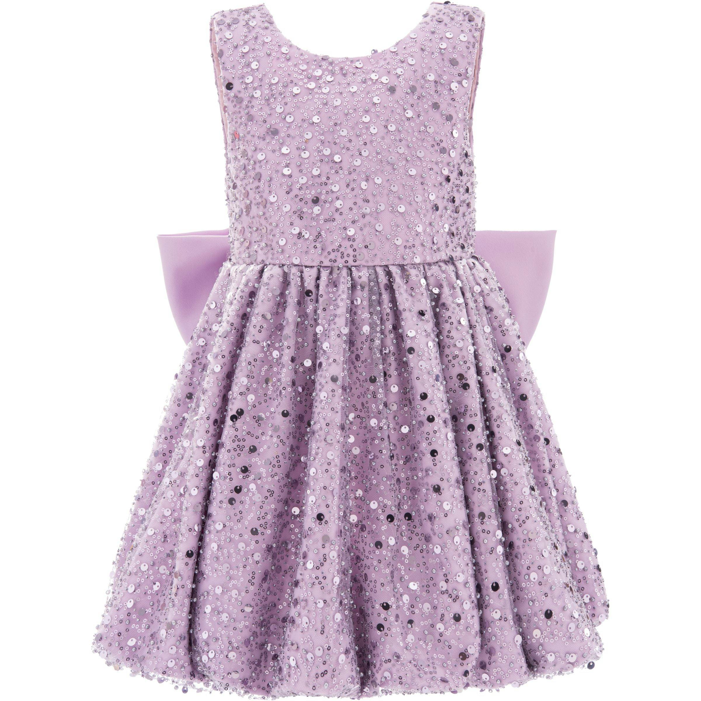 Purple Ainsley Sequin Bow Dress