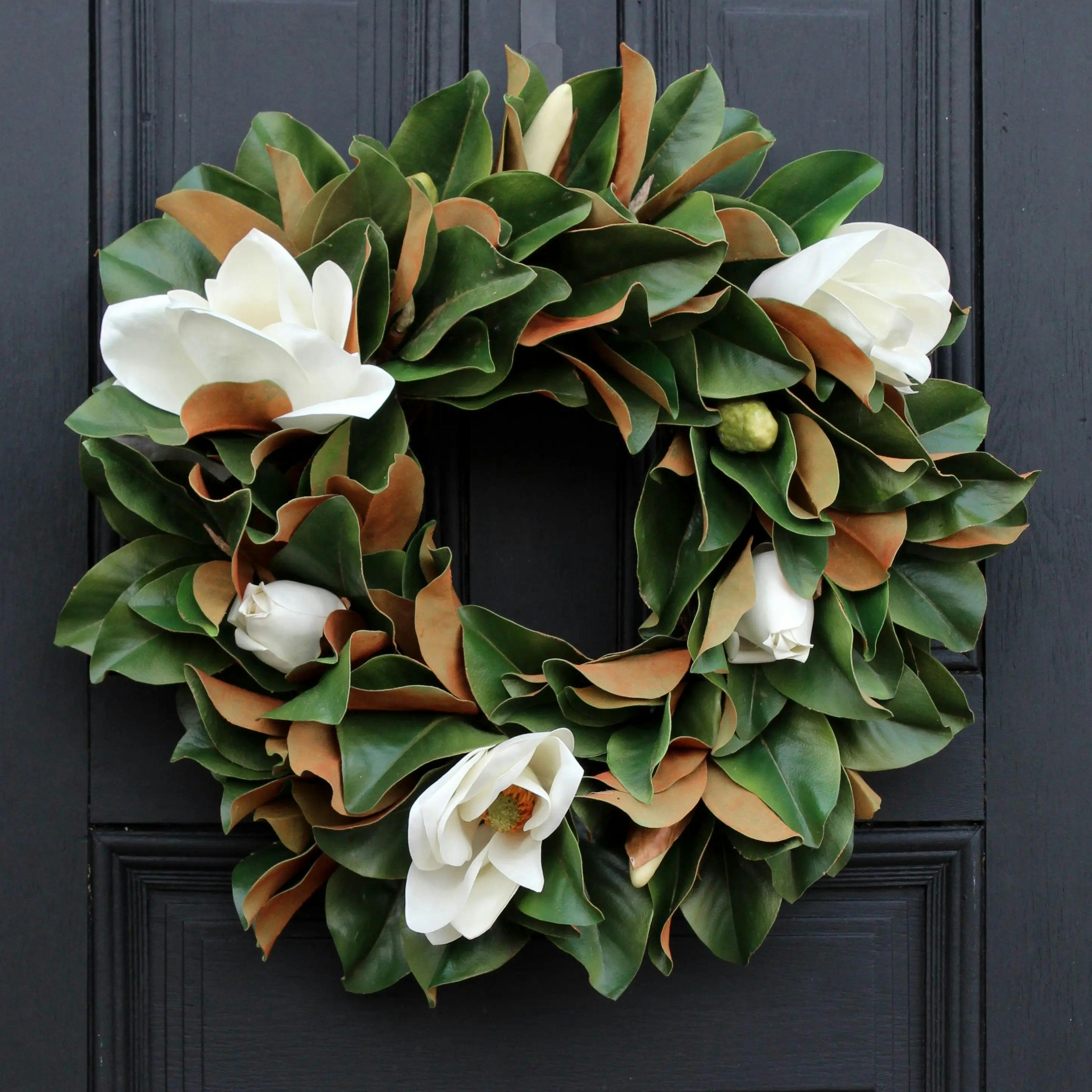 Classic Real Touch White Magnolia All Seasons Front Door Wreath  24