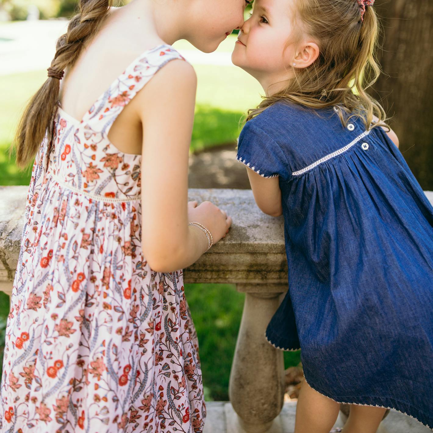 girls chambray embroidered cap sleeve dress