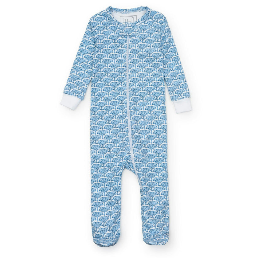 Parker Boys' Zipper Pajama - African Elephants Blue