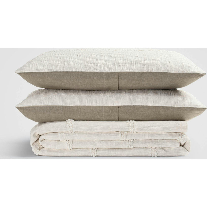 White Fringe Bedspread & Sham Set, Beige