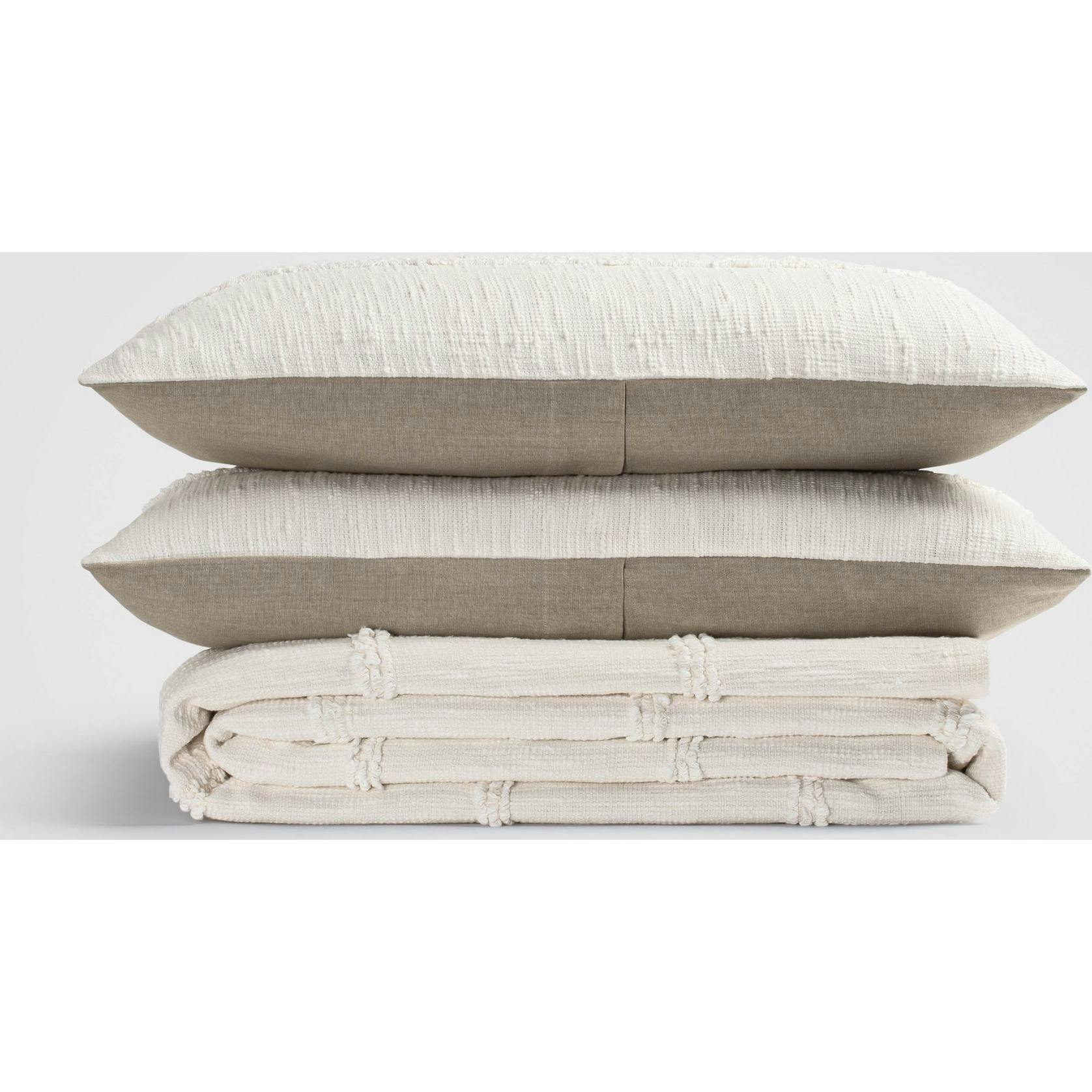 White Fringe Bedspread & Sham Set, Beige