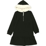 Couture Contrast Zip-Up with Fur Lined Hood Dress