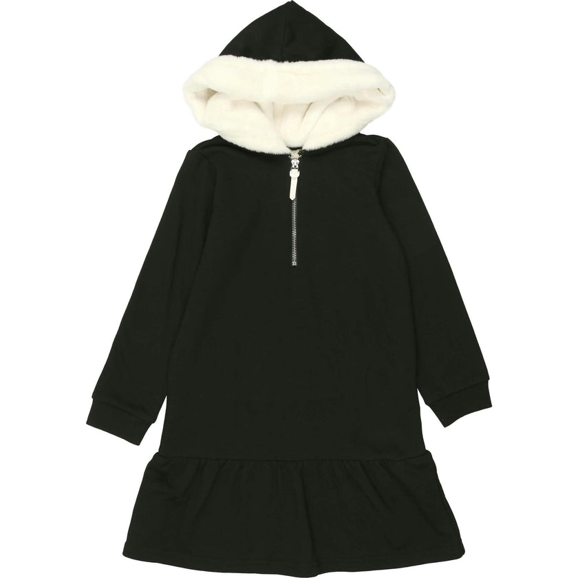 Maniere | Zip Faux Fur Hoodie Dress | Red | 6y | Blend/Faux Fur | Kids | Kids Clothing
