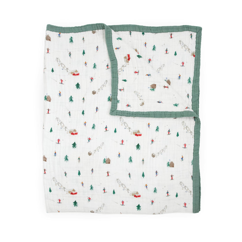 Cotton Muslin Quilted Throw - Powder Party