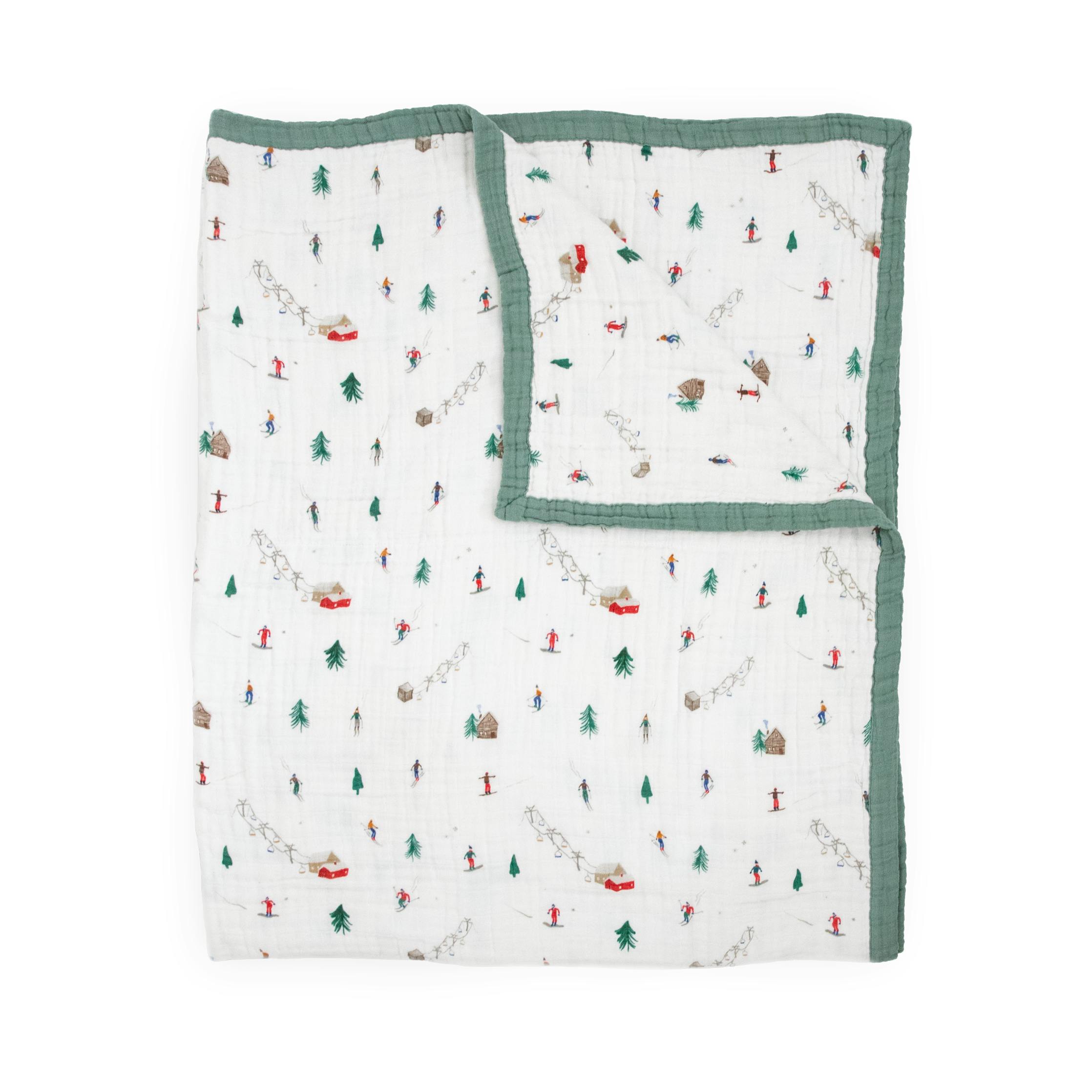 Cotton Muslin Quilted Throw - Powder Party