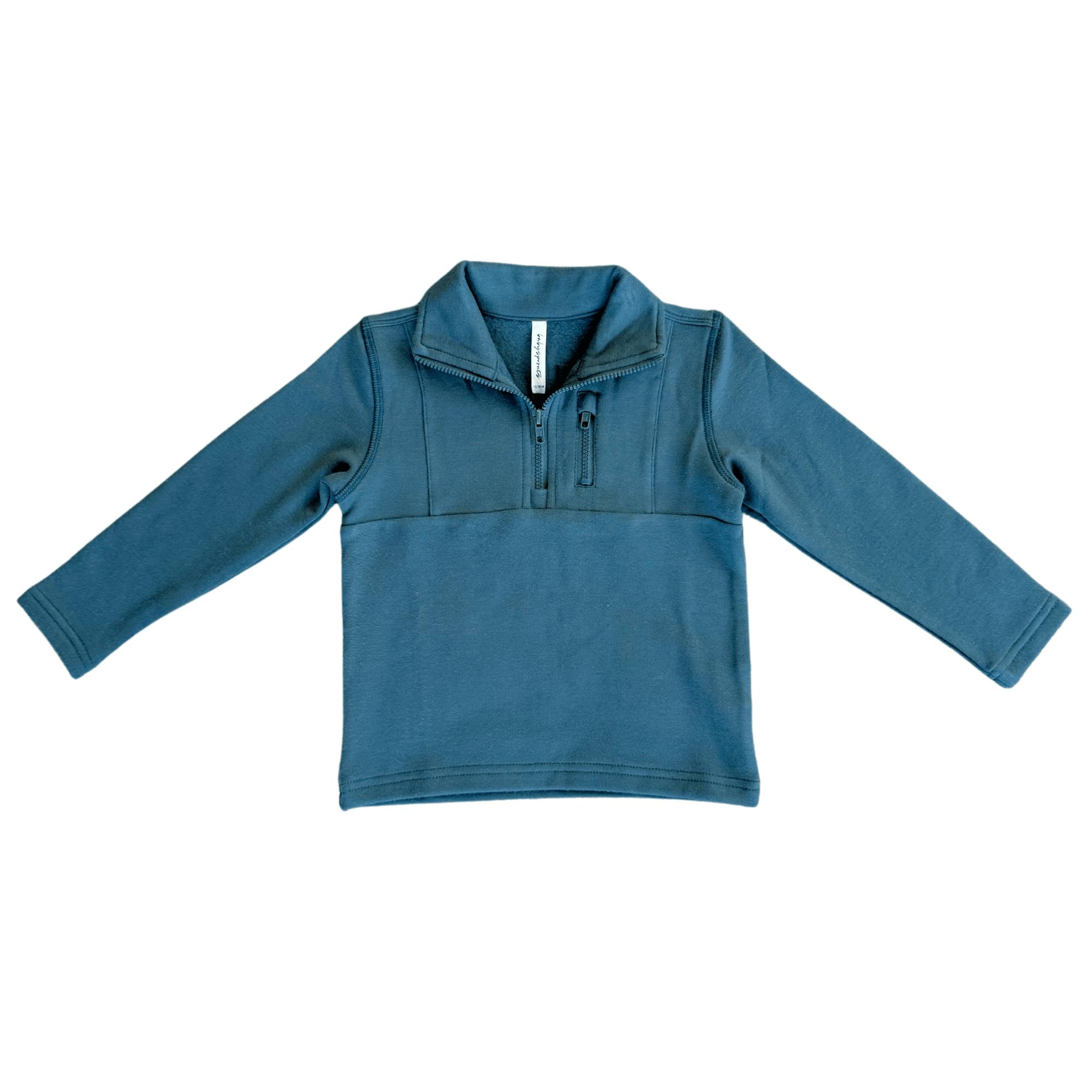 Boys 3/4 Fleece Zip Sweatshirt in Midnight