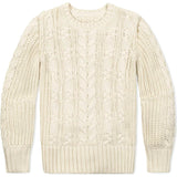 Organic Peasant Sleeve Cable Sweater, White
