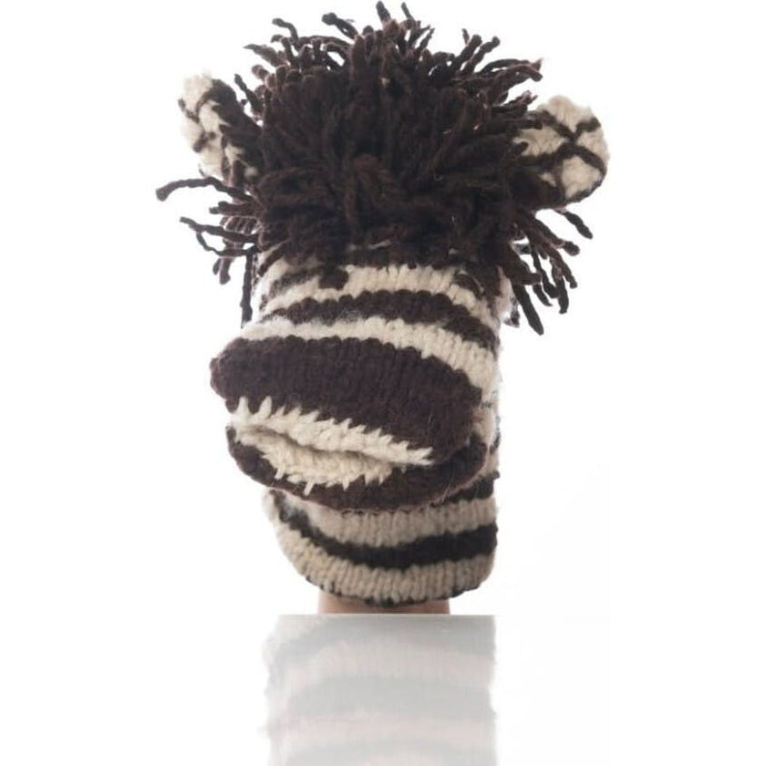 Organic Wool Knit Hand Puppet  | Zachary the Zebra