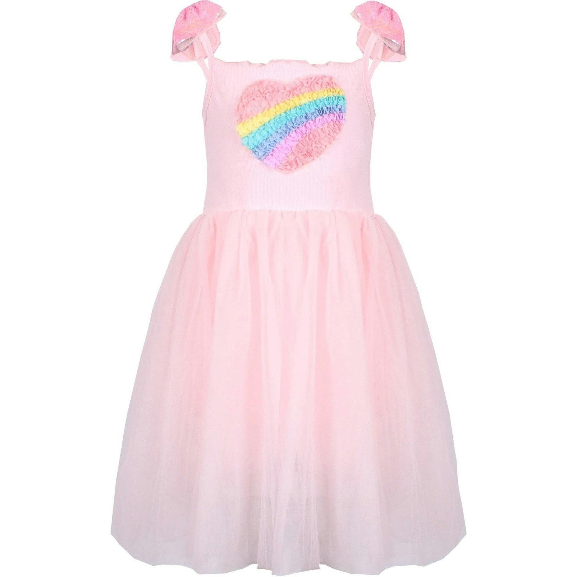 3D Rainbow Heart Tulle Dress
