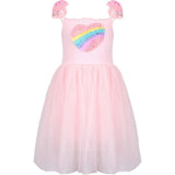 3D Rainbow Heart Tulle Dress