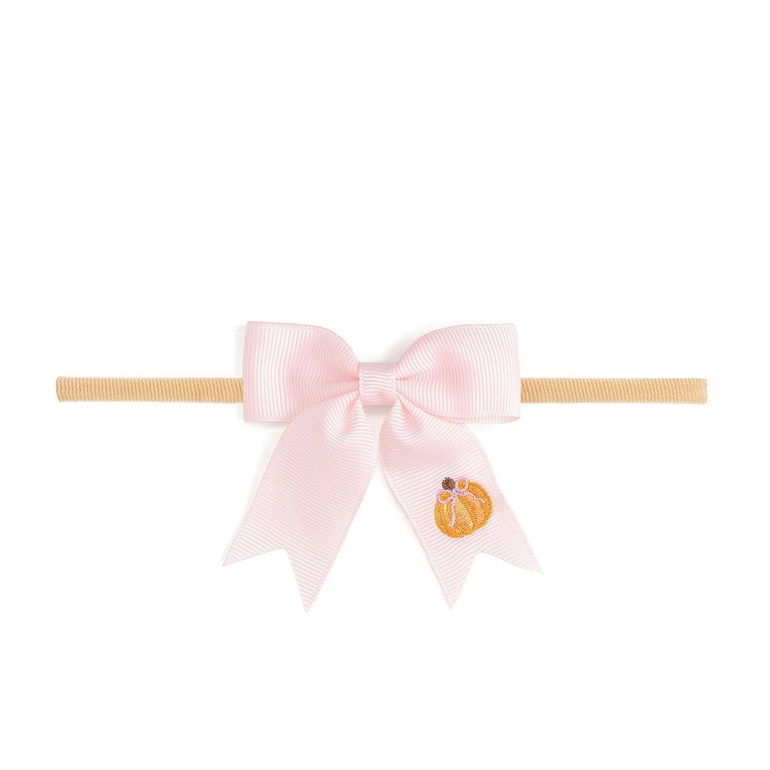 Pumpkin Embroidered Bow Baby Headband