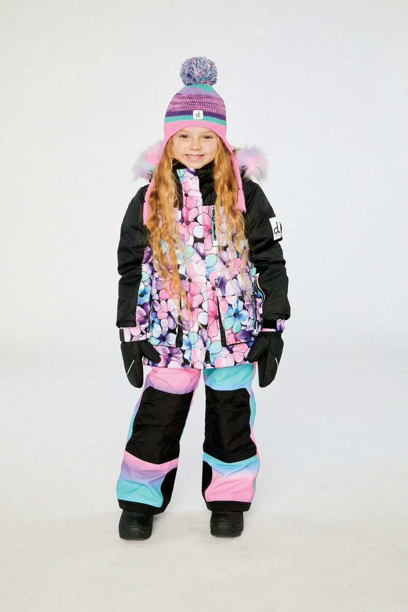 Two Piece Play Snowsuit Purple Floral Print with Gradient Pants