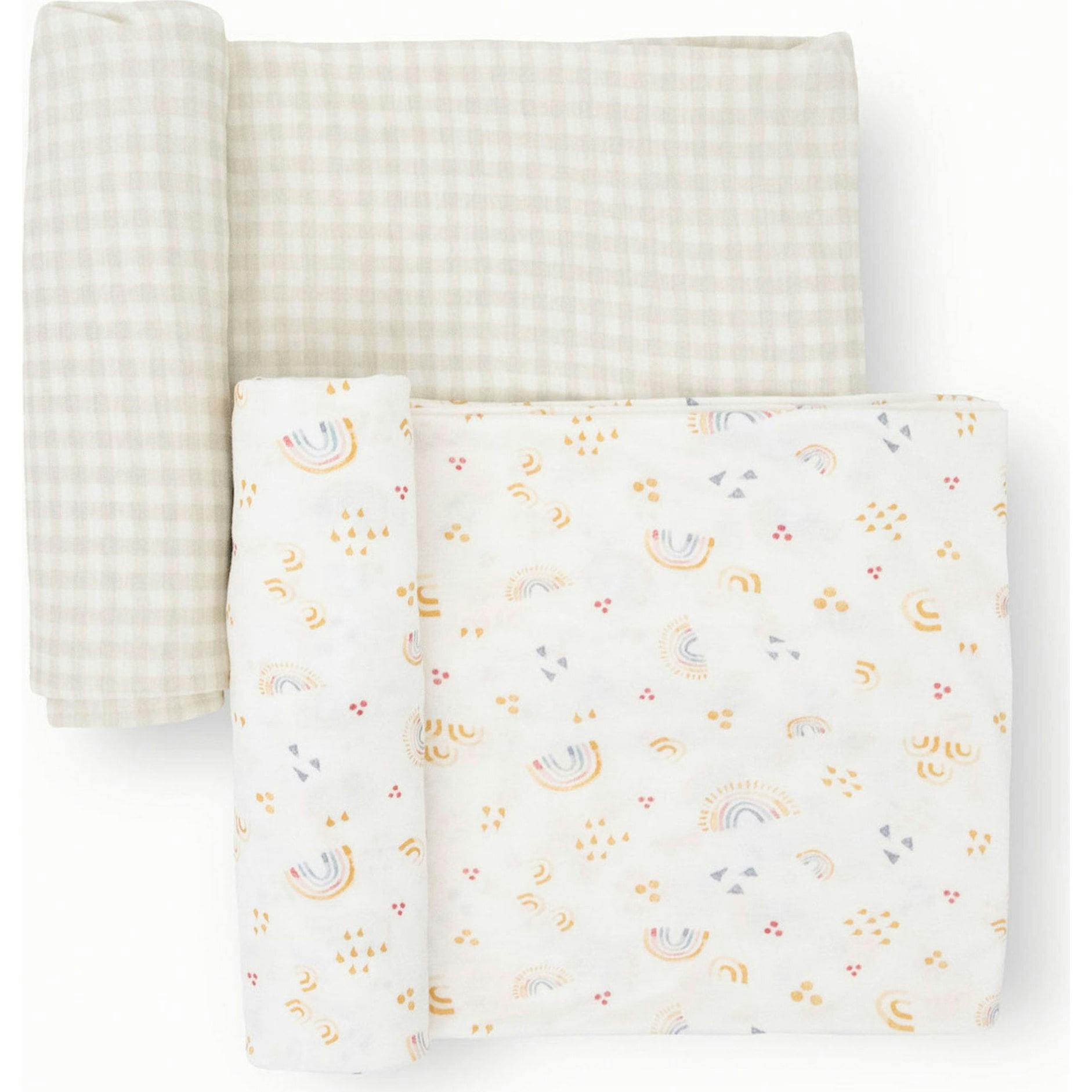 Stretch Knit Swaddle Blanket 2 Pack - Rainbows