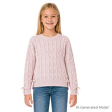 Tween (7-18) Girls Cable Knit Sweater | Lace-Up Details