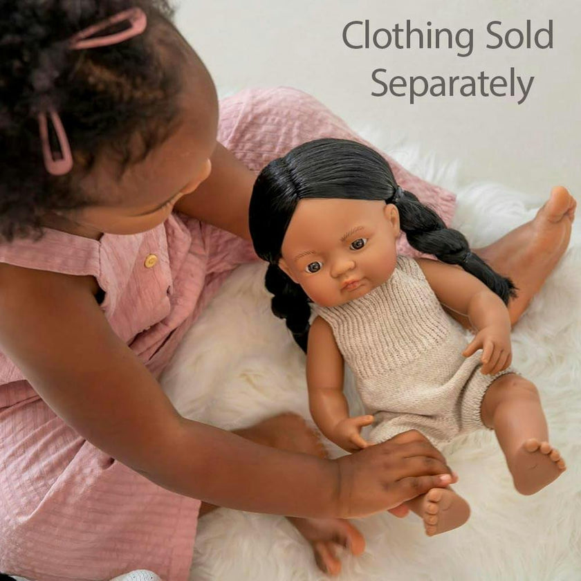 Native American Baby Girl Doll with Long Black Braids - 15''