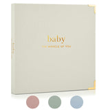 Keepsake Baby Memory Book for Boys and Girls - Timeless First 5 Year Baby Book - Linen Journal Scrapbook & Photo Album - Record Every Milestone Birth to Age 5
