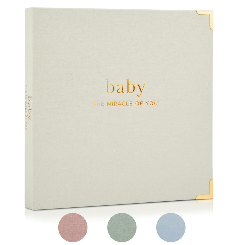 Keepsake Baby Memory Book for Boys and Girls - Timeless First 5 Year Baby Book - Linen Journal Scrapbook & Photo Album - Record Every Milestone Birth to Age 5