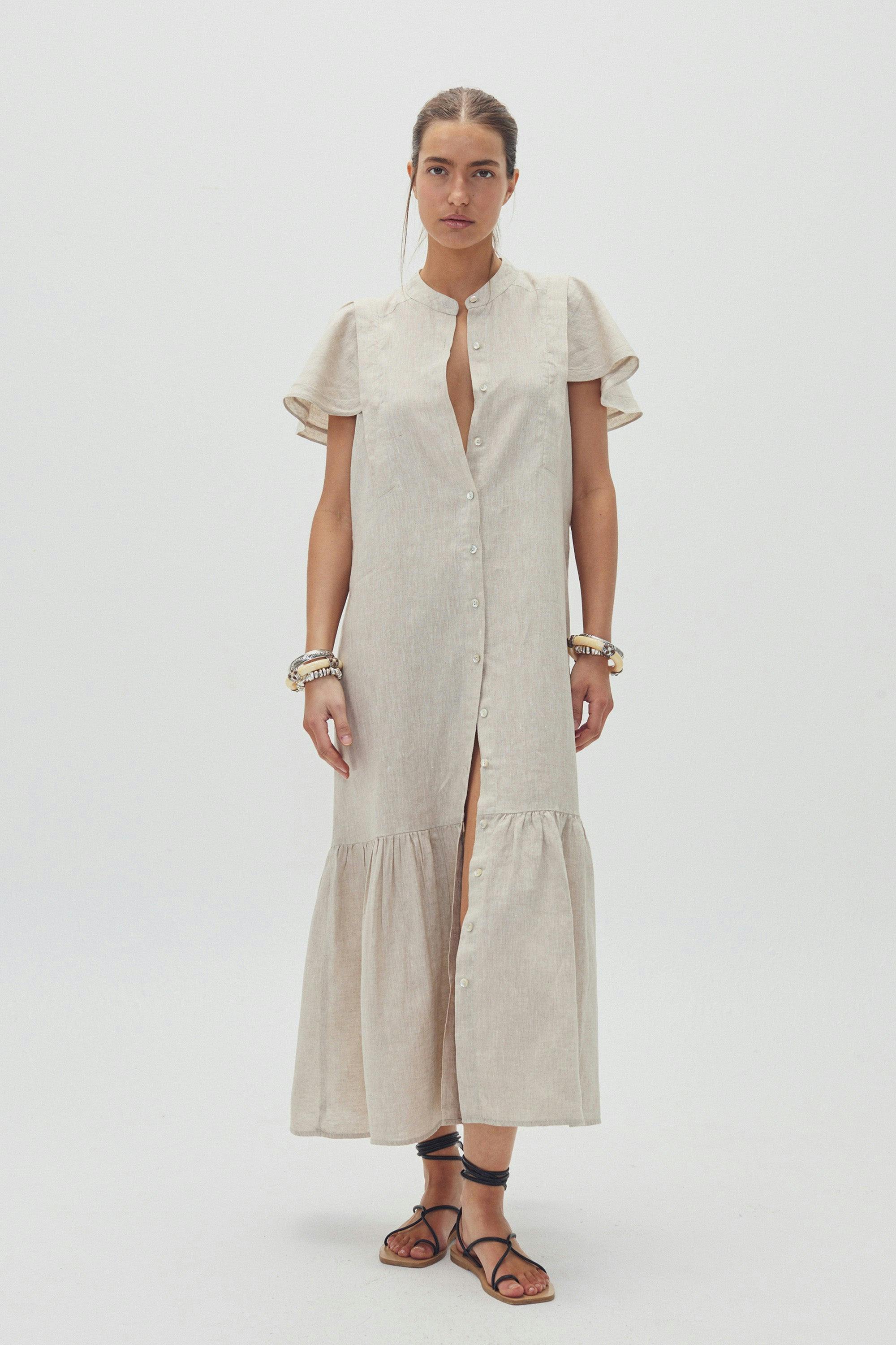 Willow Linen Dress - Natural