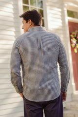 Mens John Shirt in Prussian Blue Plaid