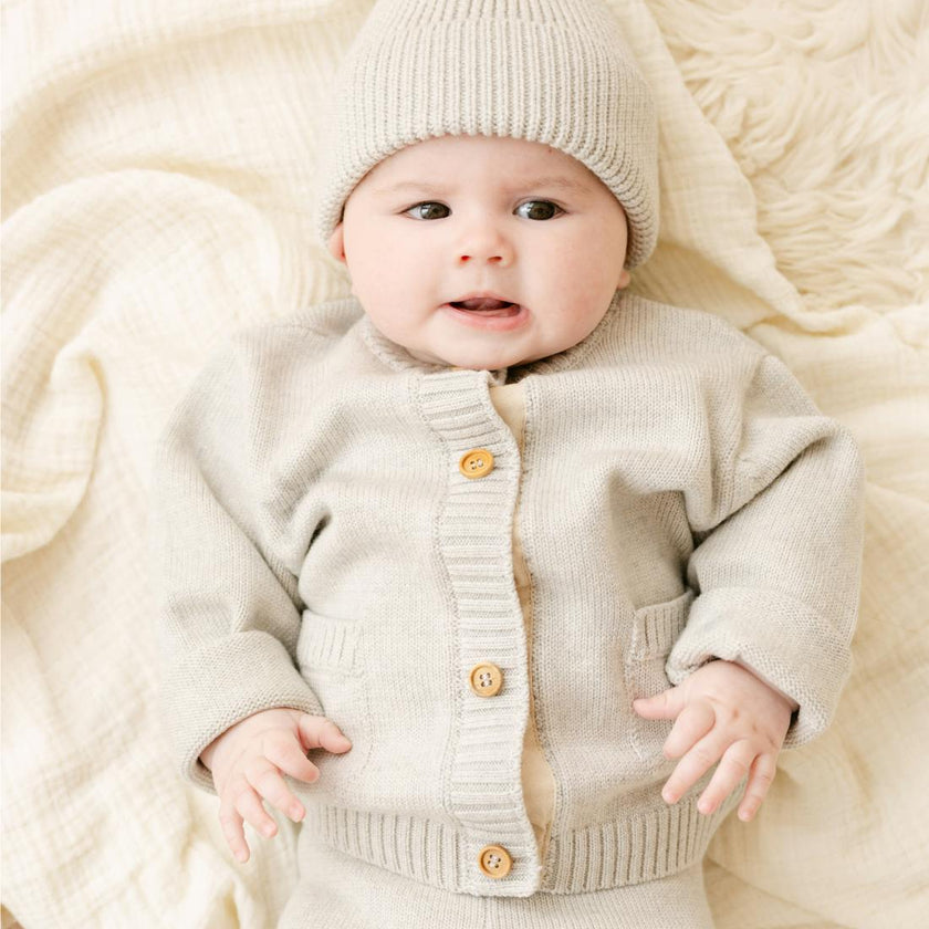 Merino Wool Beanie in Light Heather Gray