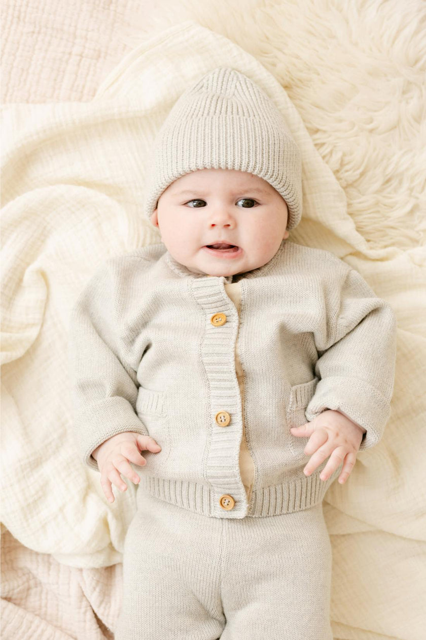 Merino Wool Beanie in Light Heather Gray