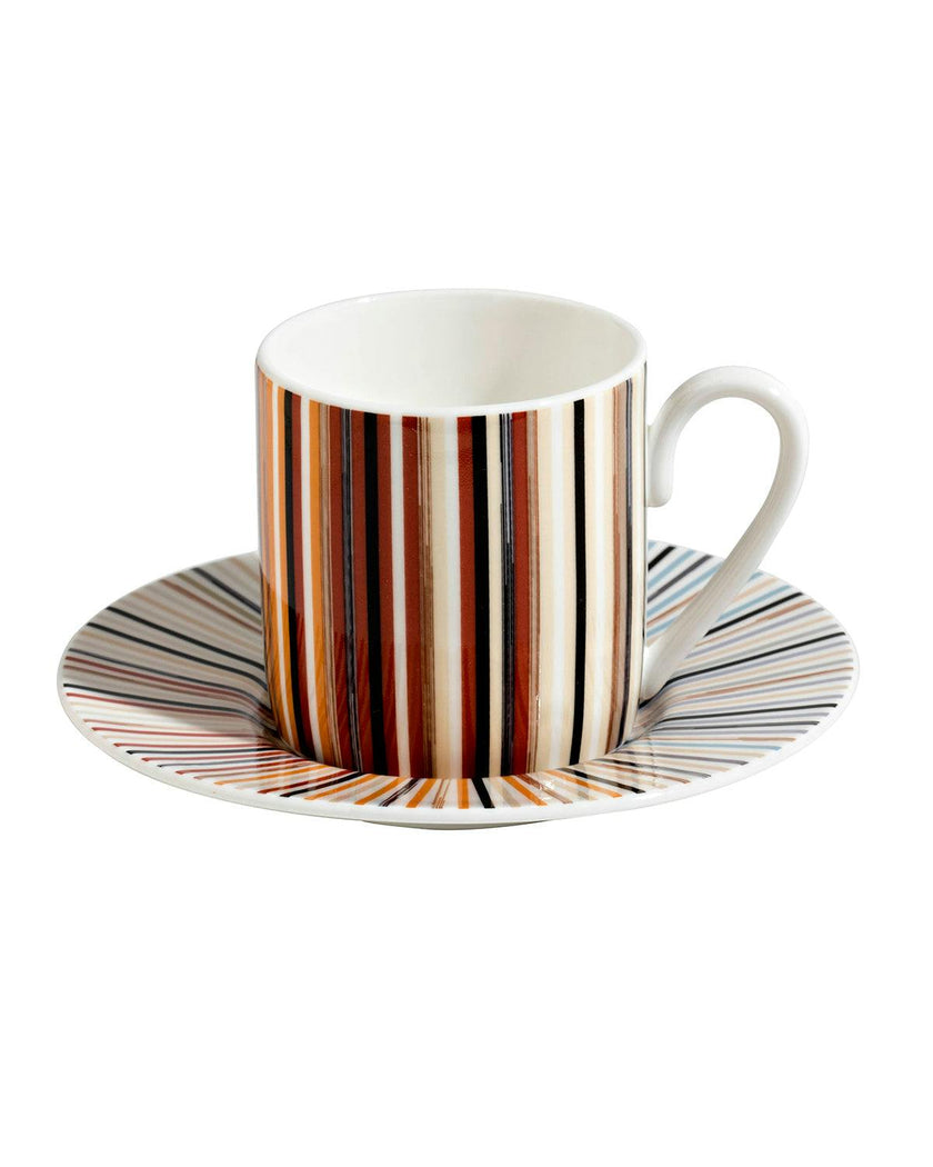 Coffee Cup & Saucer STRIPES Set of 2 in Luxury Box Jenkins 148 diam. 2.3", H 2.5", Cap. 4 oz, Saucer diam. 4.75"