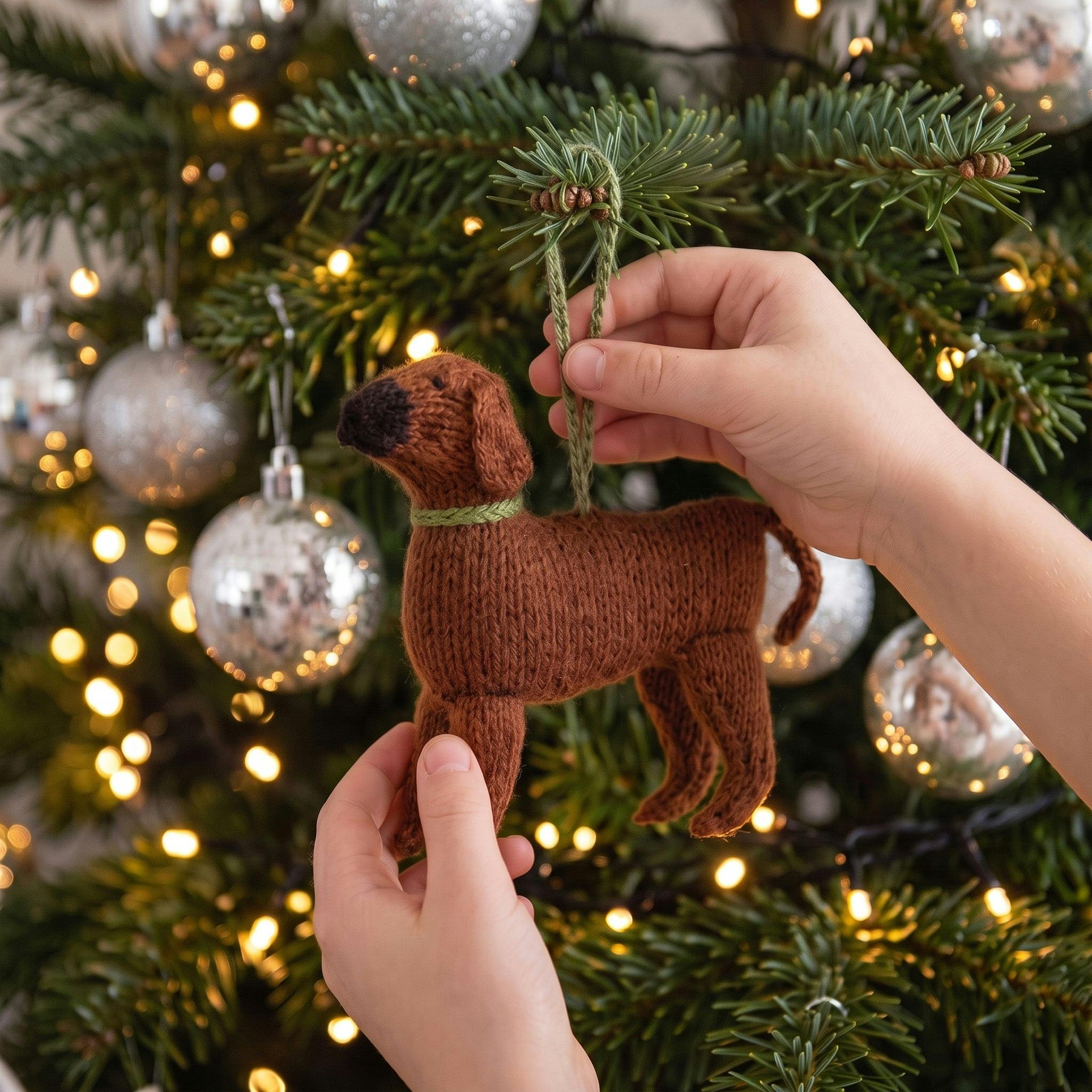 Rhodesian Ridgeback Hand Knit Christmas Ornament