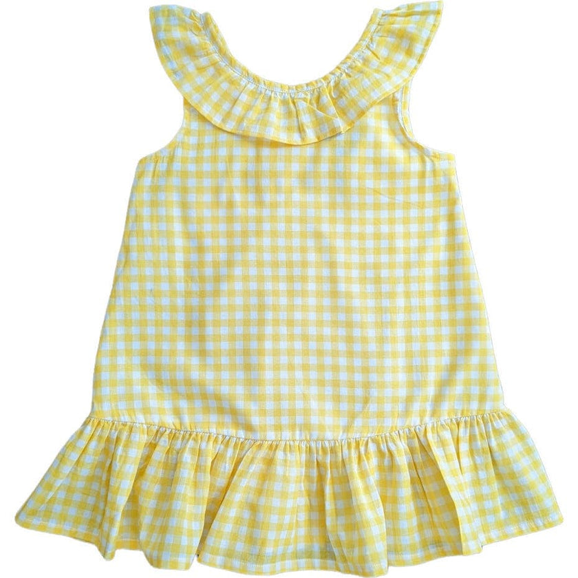 Gingham Yellow Back Bow Dress