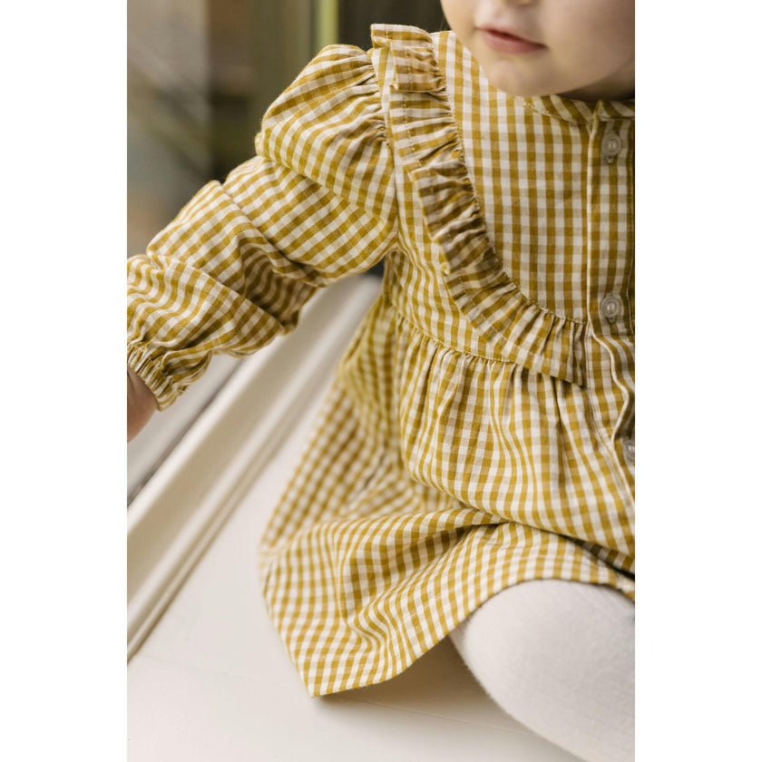 Dijon Gingham Dress, Yellow